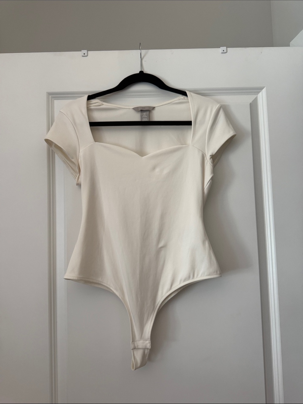 Cream Square-Neck Short Sleeve Bodysuit